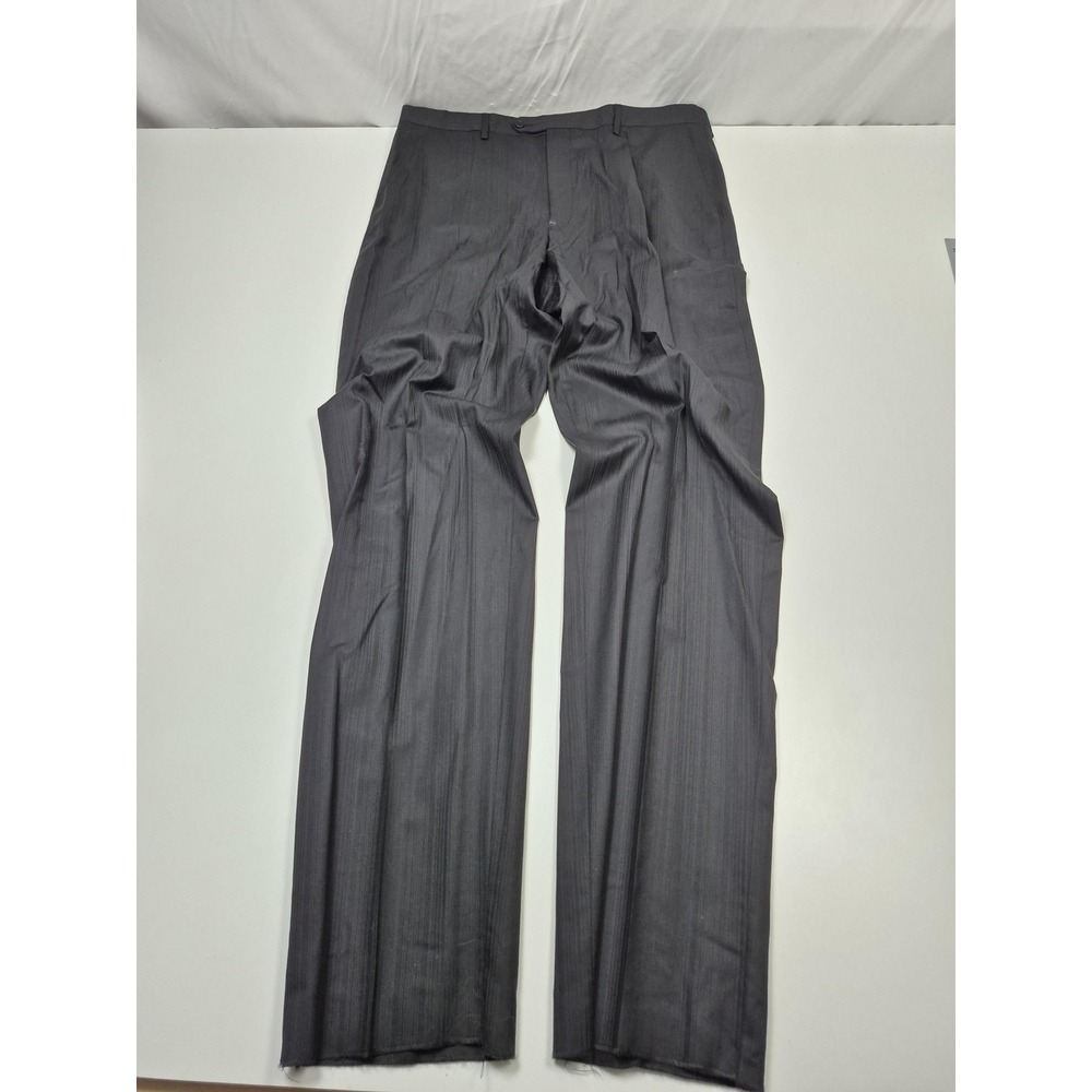 Zanieri Pants Mens 38x36 Gray Striped Dress Straight Leg Italy Business Formal
